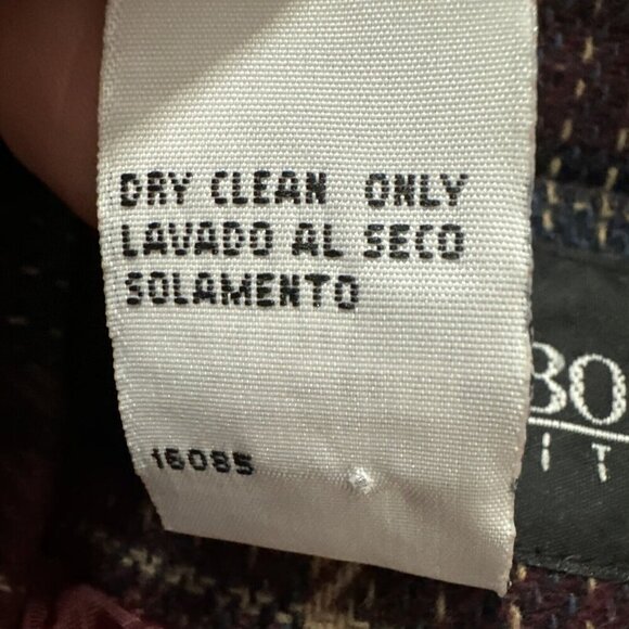 WOMEN'S VINTAGE SAG HARBOR Maroon & blue‎ Wool Blend Plaid Blazer 16 P￼ - Picture 4 of 7